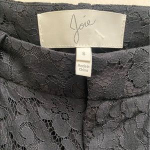 Joie Black Lacinda Pleated Cropped Lace Pants 6